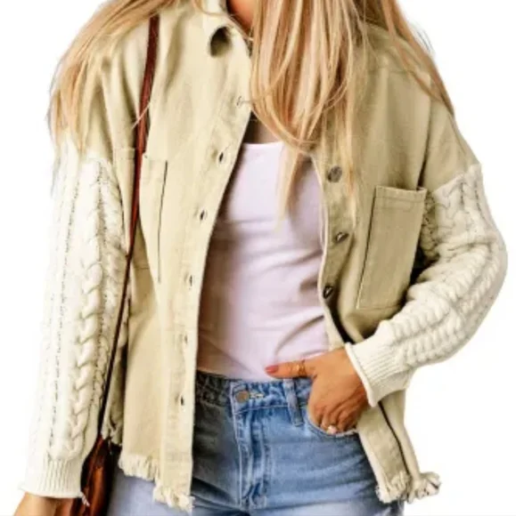 New denim cable knit jacket - Picture 7 of 16